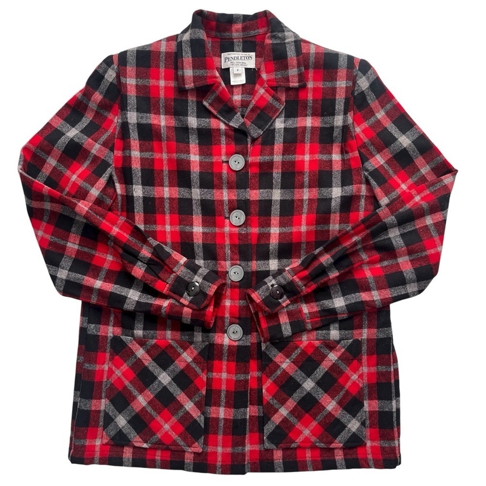 Vintage Pendleton Plaid Shacket Jacket Wool Red Black 49'er Limited Edition #d